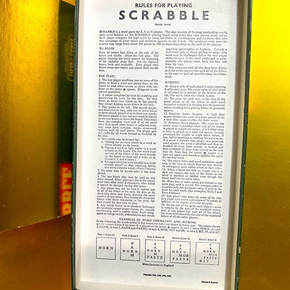 SCRABBLE BOARD GAME VINTAGE 1955 SPEAR’S GAME MADE IN ENGLAND  COMPLETE - Picture 8 of 16